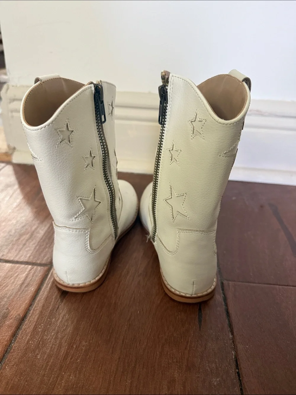 Janie and Jack White Star Embroidered Kids Cowboy Boots